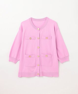 GRACE CONTINENTAL 配色ニットカーディガン ピンク