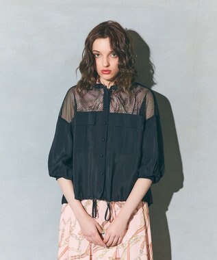 GRACE CONTINENTAL メッシュコンビシアーブルゾン ブラック