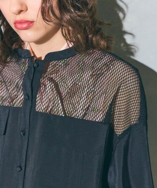 GRACE CONTINENTAL メッシュコンビシアーブルゾン ブラック