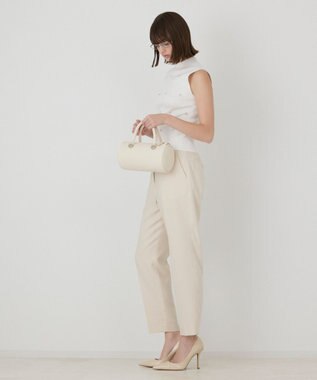 GRACE CONTINENTAL ビジューリブニットトップ ホワイト
