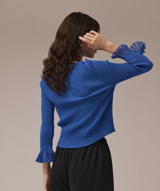 GRACE CONTINENTAL シアーフリルニットカーディガン ブルー