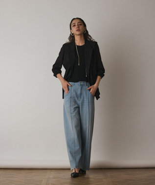 GRACE CONTINENTAL ヒッコリーデニムワイドパンツ サックス