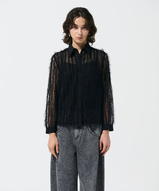 GRACE CONTINENTAL フリンジレースタイ付ブラウス ブラック