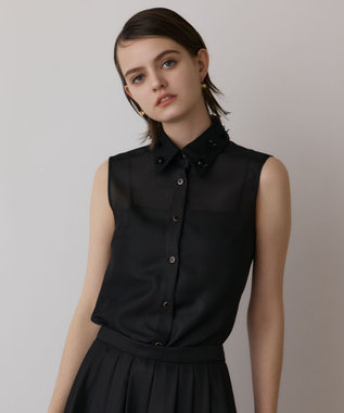 GRACE CONTINENTAL シアーメッシュノースリーブ ブラック