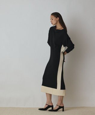 GRACE CONTINENTAL バイカラーカットワンピース ブラック