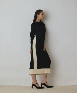 GRACE CONTINENTAL バイカラーカットワンピース ブラック