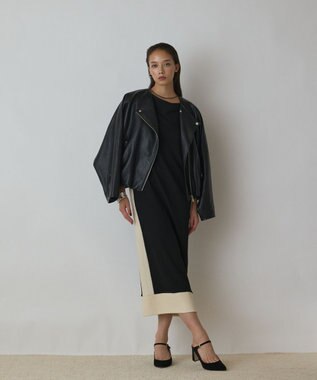 GRACE CONTINENTAL バイカラーカットワンピース ブラック