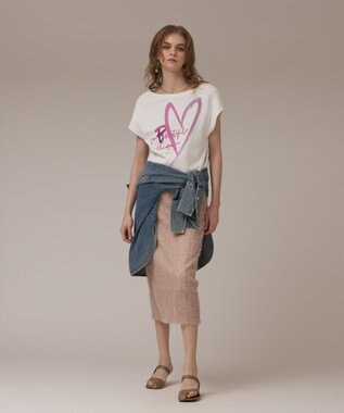 GRACE CONTINENTAL ハートプリント裏毛トップ ホワイト