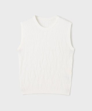 GRACE CONTINENTAL モノグラムニットトップ ホワイト