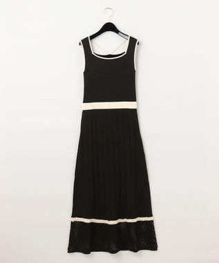 GRACE CONTINENTAL メッシュヘムニットワンピース ブラック