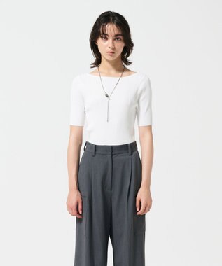 GRACE CONTINENTAL リブカシュクールニットトップ ホワイト
