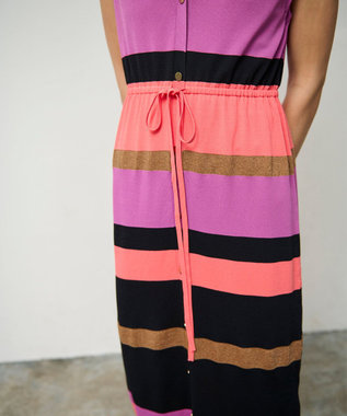 GRACE CONTINENTAL ニットマルチボーダージレ ピンク