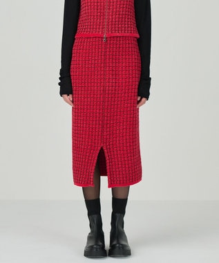 GRACE CONTINENTAL ツイードニットスカート レッド