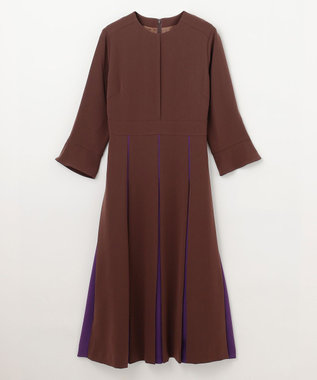 GRACE CONTINENTAL バイカラーラインドレス ブラウン