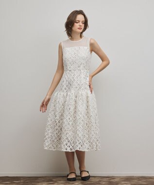 GRACE CONTINENTAL コード刺繍ワンピース ホワイト