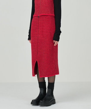 GRACE CONTINENTAL ツイードニットスカート レッド