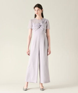 GRACE CONTINENTAL ドレープリボンサロペット グレー