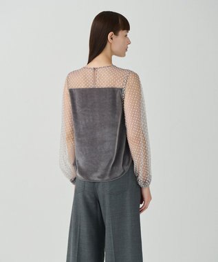 GRACE CONTINENTAL フロッキーチュールコンビトップ グレー