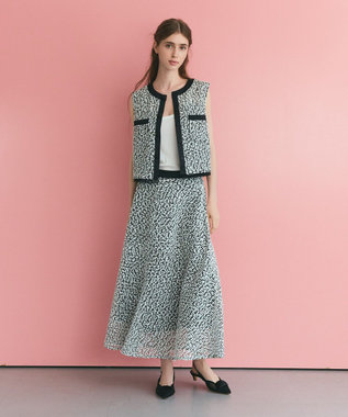 GRACE CONTINENTAL フェザーembドレス ホワイト