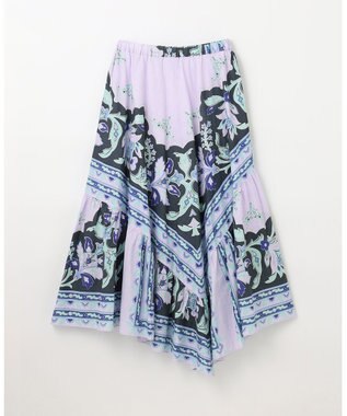 GRACE CONTINENTAL フレームプリントギャザースカート ネイビー