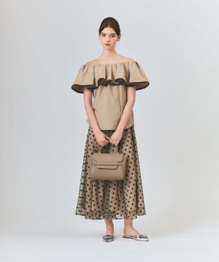 GRACE CONTINENTAL フラップショルダーバッグ ベージュ