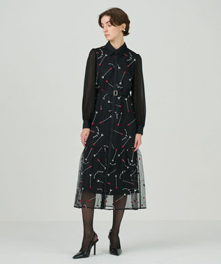 GRACE CONTINENTAL ハートアロー刺繍ワンピース ブラック