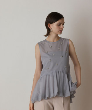 GRACE CONTINENTAL バルーンチュールトップ グレー