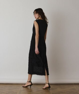 GRACE CONTINENTAL フェザー刺繍コンビワンピース ブラック