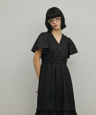 GRACE CONTINENTAL カットワーク刺繍ワンピース ブラック