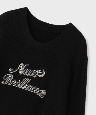 GRACE CONTINENTAL ビジューロゴニットトップ ブラック