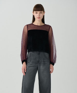 GRACE CONTINENTAL フロッキーチュールコンビトップ ブラック