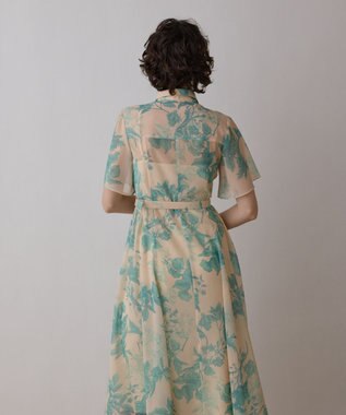 GRACE CONTINENTAL シャドーフラワープリントワンピース グリーン