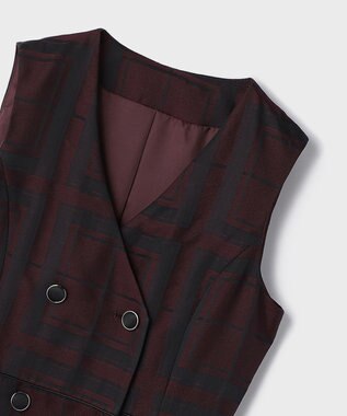 GRACE CONTINENTAL シャドーチェックワンピース ボルドー