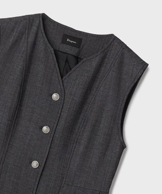 GRACE CONTINENTAL シャンブレーフリルベスト グレー