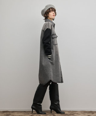 GRACE CONTINENTAL ニットスリーブデニムワンピース ブラック