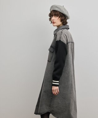 GRACE CONTINENTAL ニットスリーブデニムワンピース ブラック