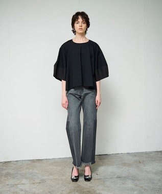 GRACE CONTINENTAL ランタンスリーブトップ ブラック