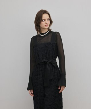 GRACE CONTINENTAL カットジャガードサロペット ブラック