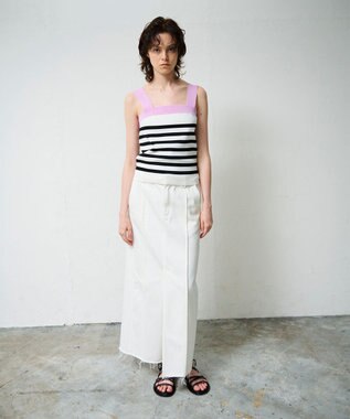 GRACE CONTINENTAL 配色ニットキャミ ピンク