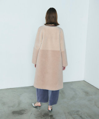 GRACE CONTINENTAL ノーカラーボアムートンコート ベージュ