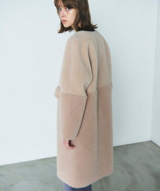 GRACE CONTINENTAL ノーカラーボアムートンコート ベージュ