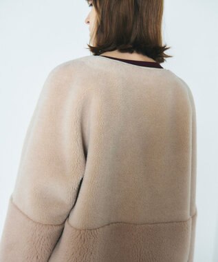 GRACE CONTINENTAL ノーカラーボアムートンコート ベージュ