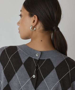 GRACE CONTINENTAL アーガイルニットベスト グレー