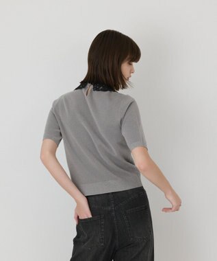 GRACE CONTINENTAL レースカラーラメニットトップ グレー