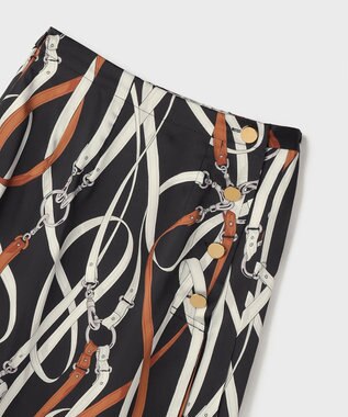 GRACE CONTINENTAL ベルトプリントアシメプリーツスカート ブラック