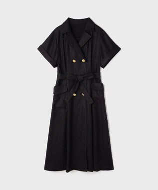 GRACE CONTINENTAL リネンタッチミリタリードレス ネイビー