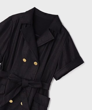 GRACE CONTINENTAL リネンタッチミリタリードレス ネイビー