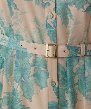 GRACE CONTINENTAL シャドーフラワープリントワンピース グリーン