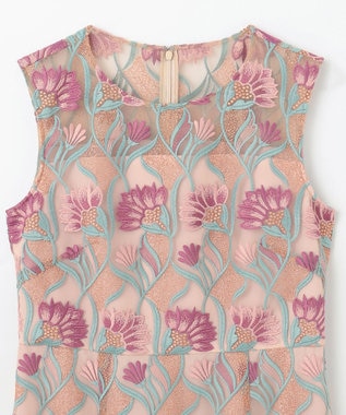 GRACE CONTINENTAL フラワー刺繍チュールドレス ピンク