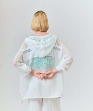 GRACE CONTINENTAL ボーダーメッシュフーディ ホワイト